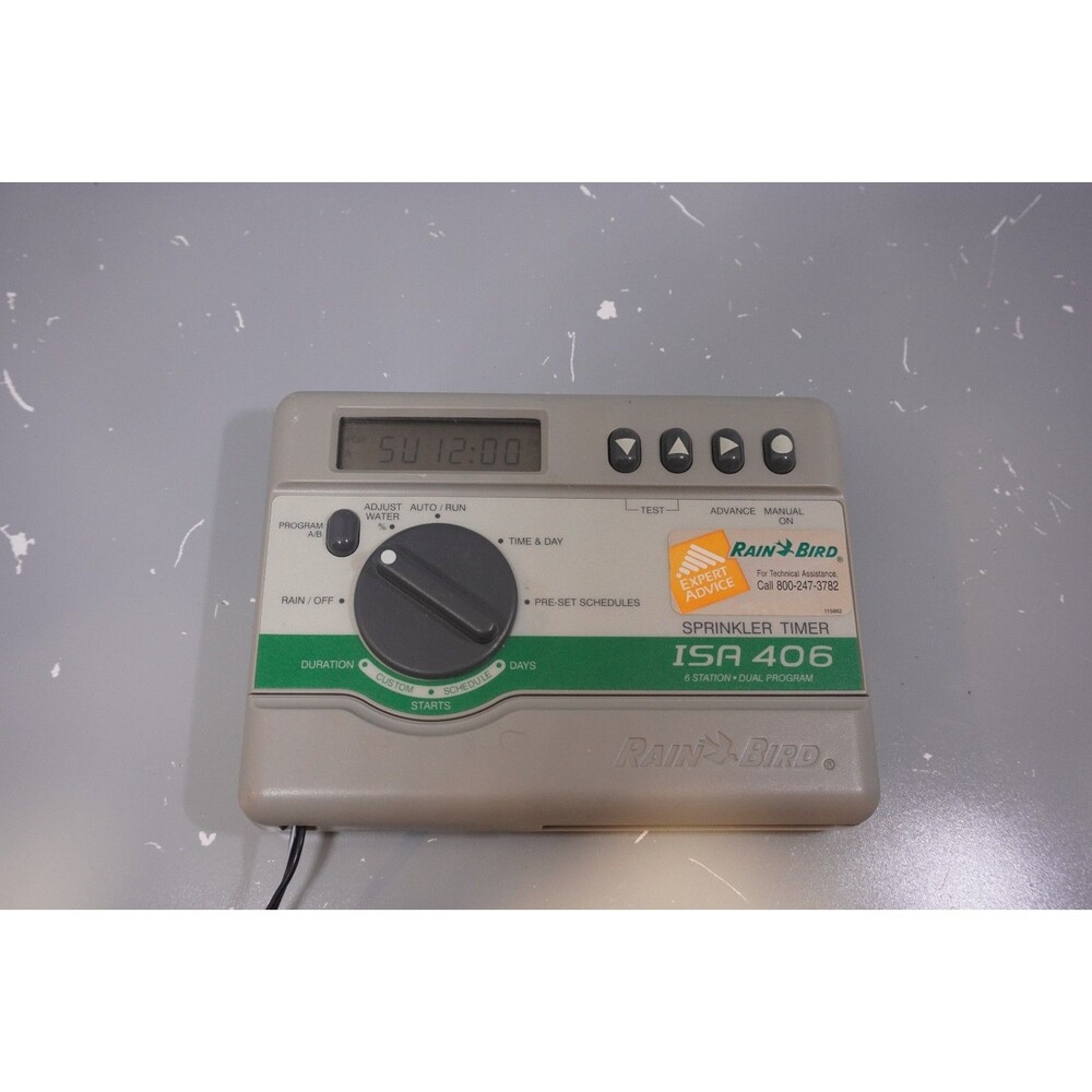 Rain Bird ISA-406 Six Station Dual Programmable Sprinkler Timer w/ Power Supply